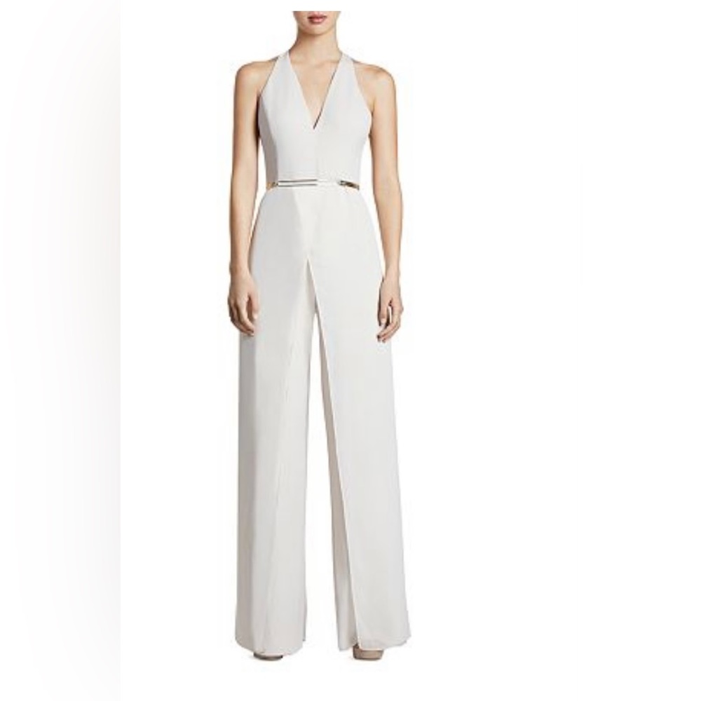 Halston Heritage belted jumpsuit in US size 2, color beige .  new with tag .